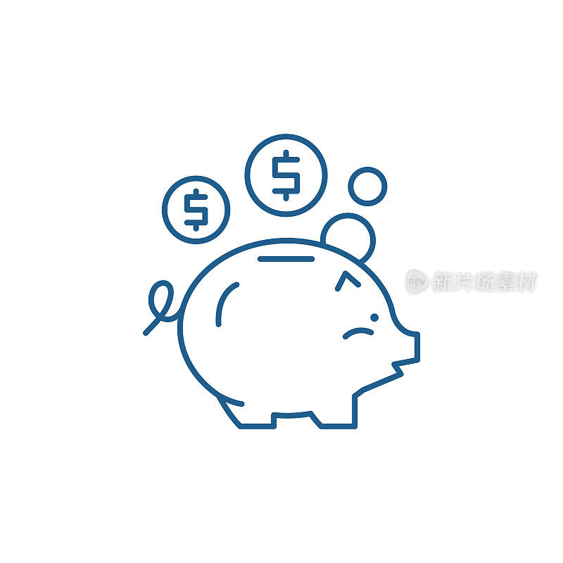 Deposit of money line icon concept. Deposit of money flat  vector symbol, sign, outline illustration.
